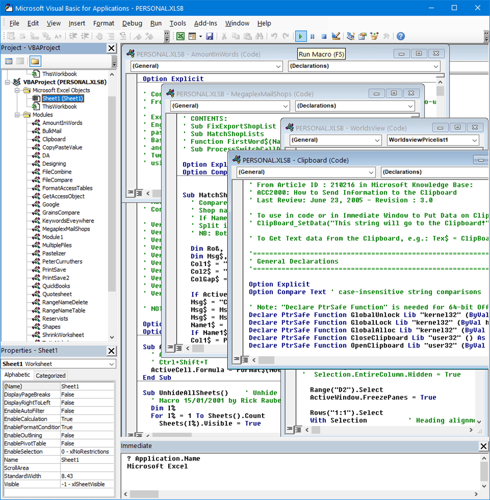 Details Of The Excel Visual Basic Editor Excel For Engineers 1488